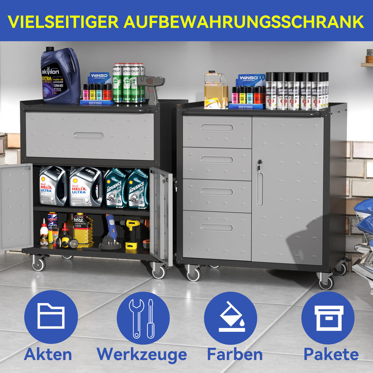 KOMBINATIONSKOFFER – 75 × 42 × 88 cm, schwarz/grau - Multicolor, Metall (42/88.01/75.01cm) - DCA