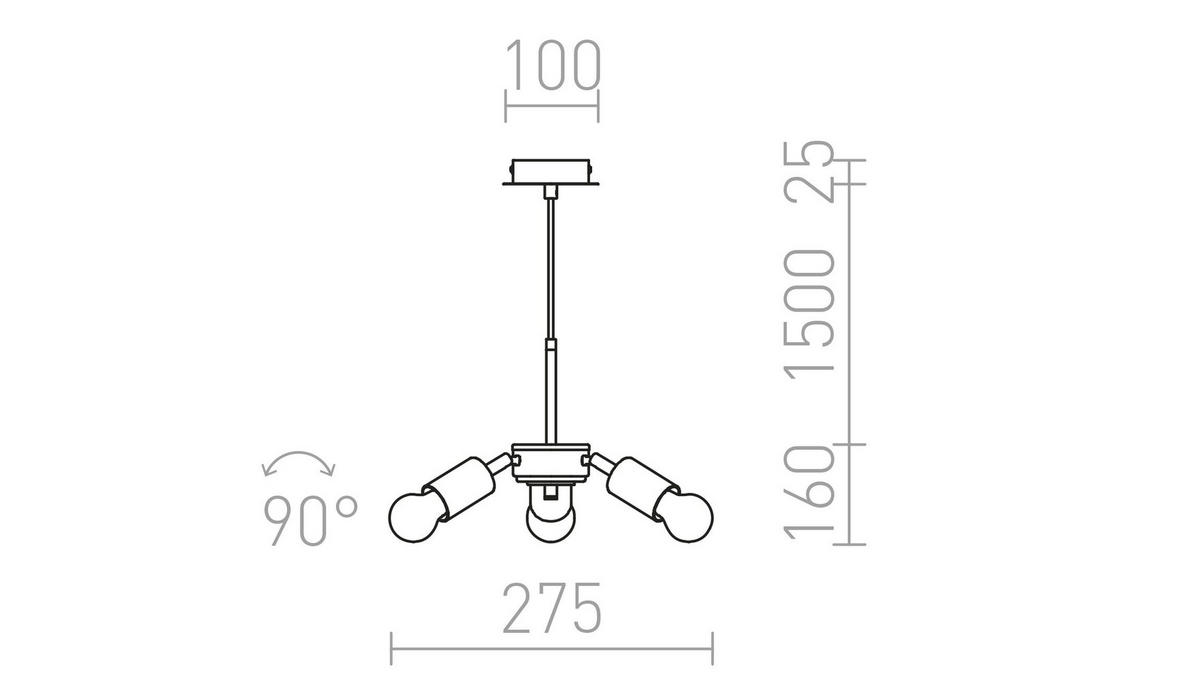 LEUCHTE TRIX Chrom 45 W - Chromfarben, Metall (30/30/180cm) - Rendl