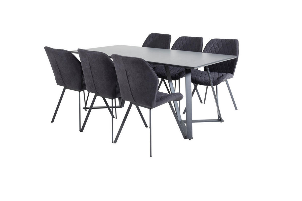 TISCHGRUPPE Schwarz - Schwarz, Holzwerkstoff (90/75/180cm) - ebuy24