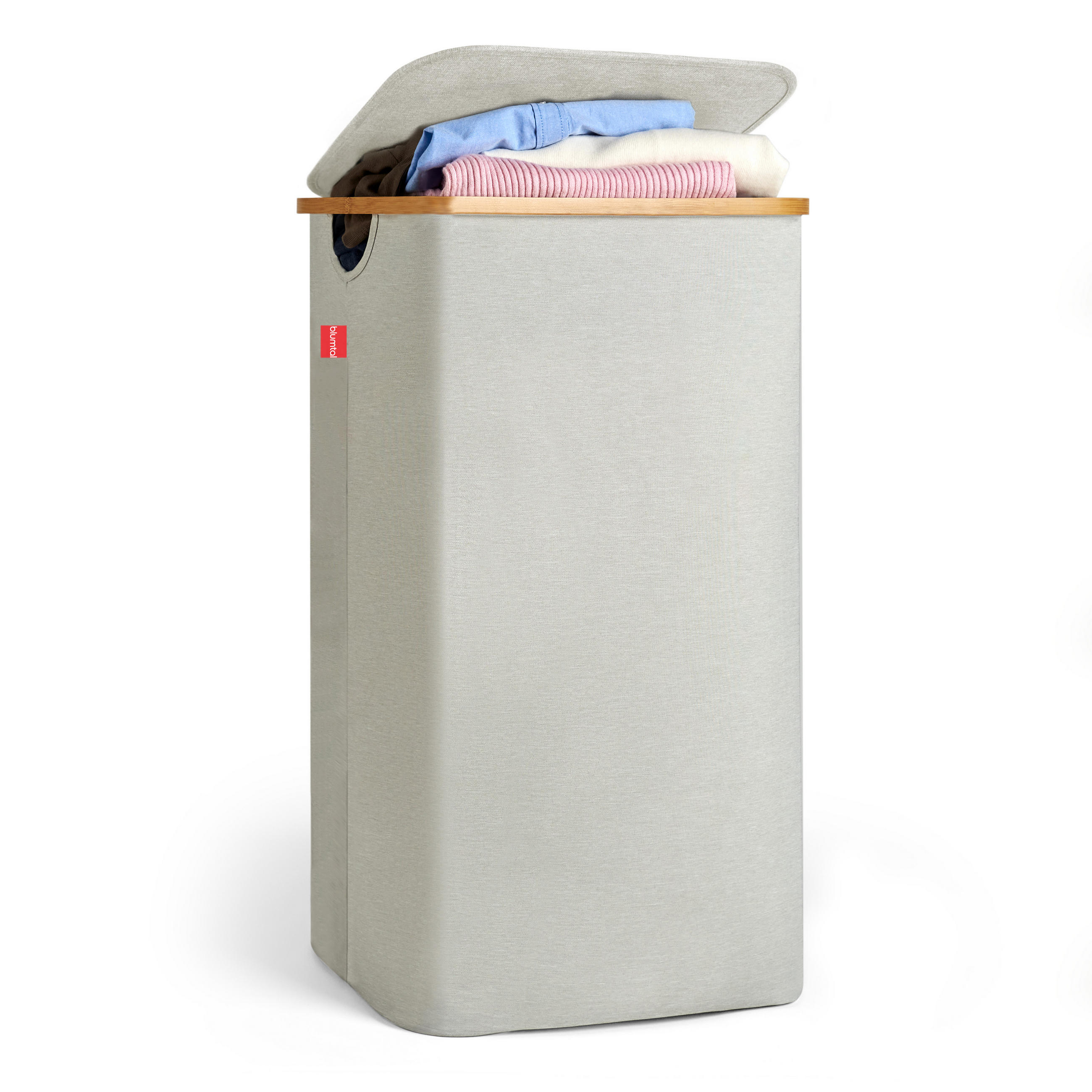 WÄSCHEKORB mit DeckeL, 100L, Beige - Beige, Holz (33/74/44cm) - Blumtal