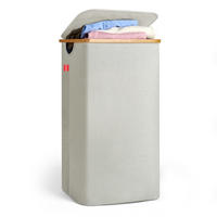 WÄSCHEKORB mit DeckeL, 100L, Beige - Beige, Holz (33/74/44cm) - Blumtal