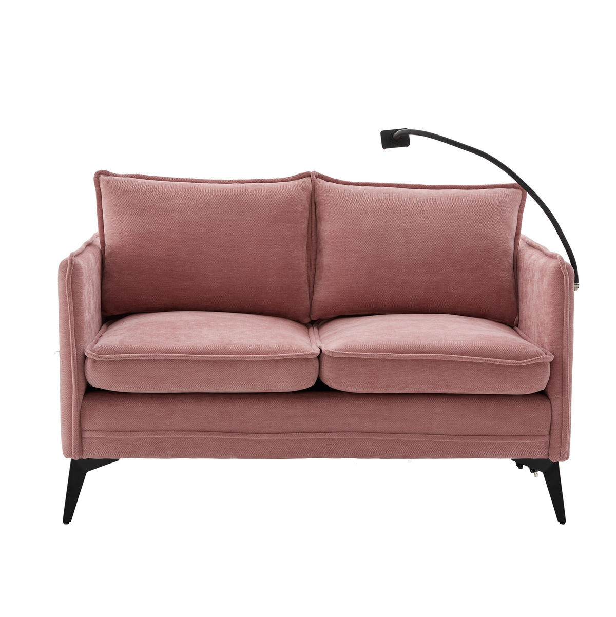 SOFA 2-Sitzer mit Handyhalterung und Ablagefächern Chenille Pink 127/69/66 cm - Rosa, Textil (127/66/69cm) - OKWISH