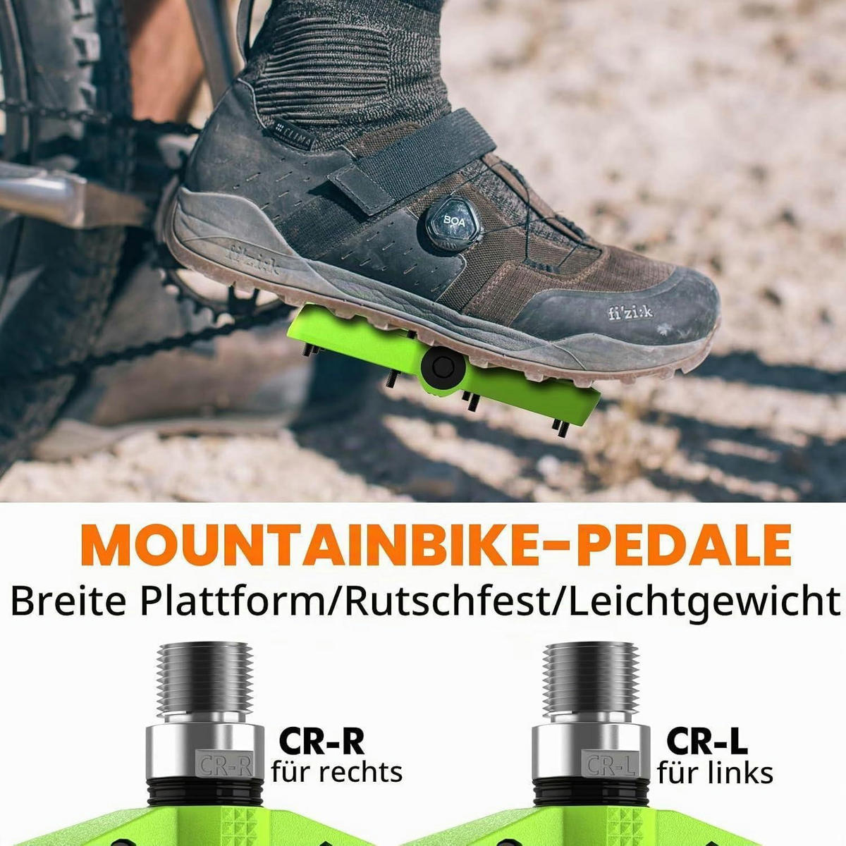 FAHRRADPEDALE Rennrad/Mountainbike MTB Pedale Grün - Grün, Kunststoff (10.9/1.4/10.9cm)
