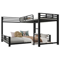ETAGENBETT 140/200 cm schwarz aus Metall mit L-Form - Schwarz, Metall (140/200cm) - OKWISH