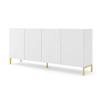 KOMMODE Weiß, Gold 200/87/42 - Weiß, Holzwerkstoff (200/87/42cm) - RAUMHIRSCH FURNITURE