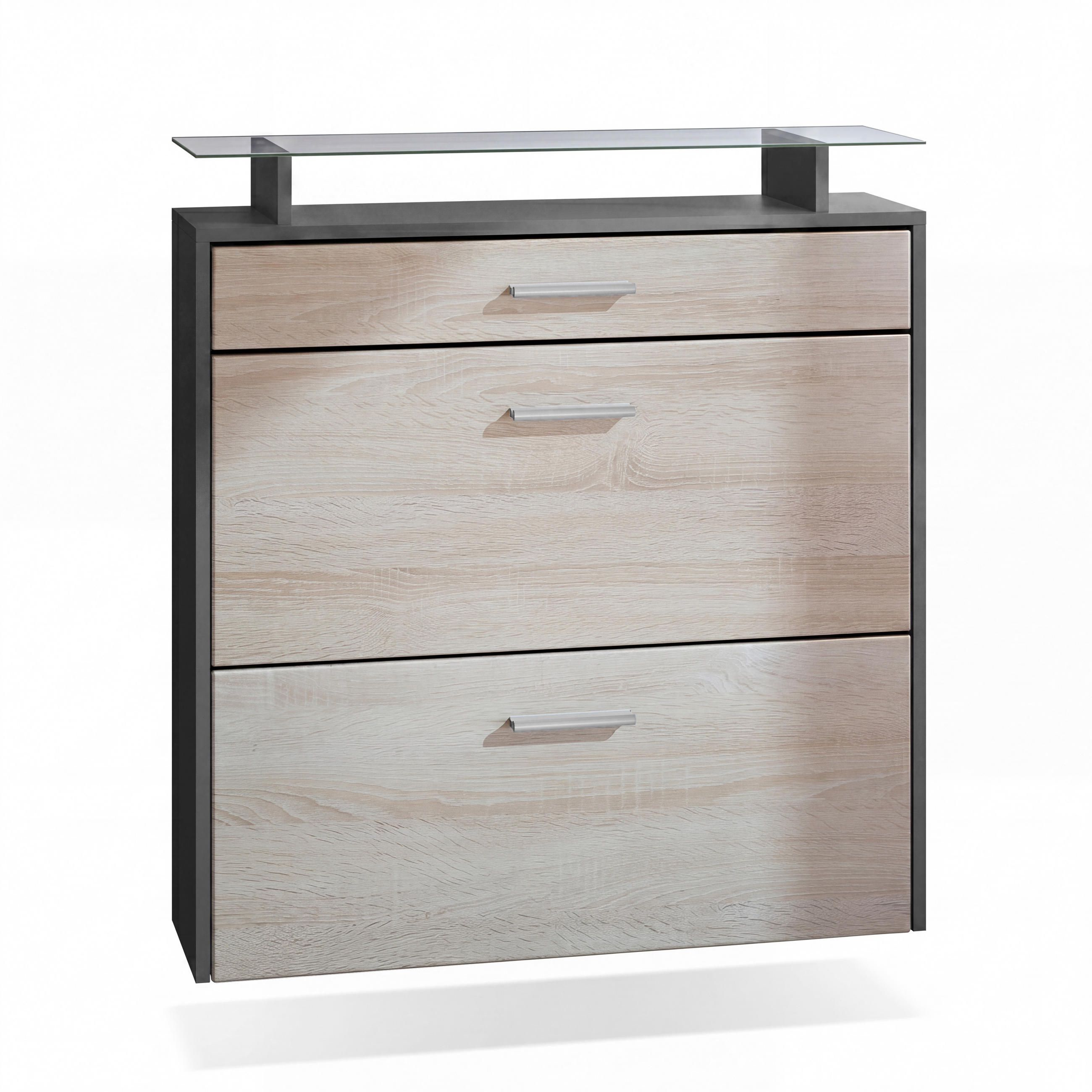 SCHUHSCHRANK Malea Fronten in Eiche sägerau - Eiche San Remo, Holzwerkstoff (89/96/23cm) - Vladon