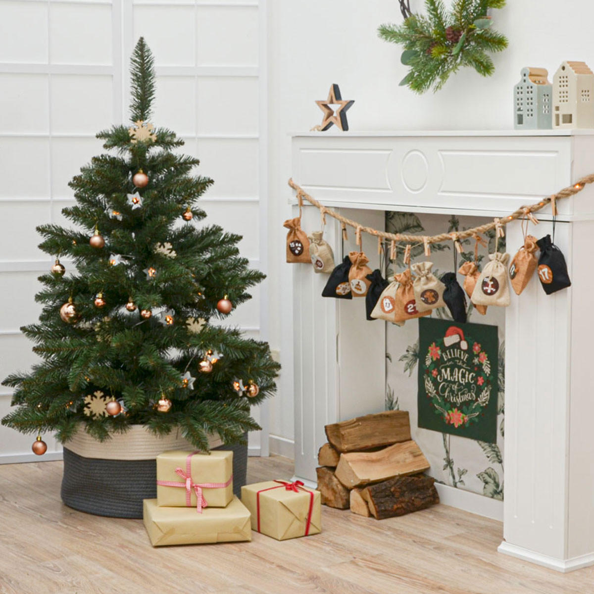 ADVENTSKALENDER zum Selbstbefüllen, 24 Geschenk-Säckchen Braun - Braun, Kunststoff (9.5/3/13cm) - Dunedesign