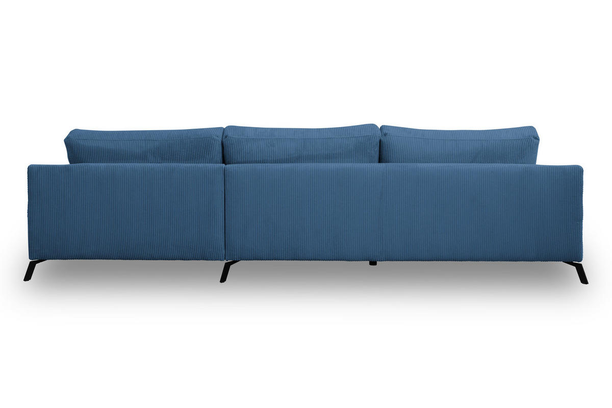 ECKSOFA Aspen in L-Form, Coach Farbe: Blau, Cordstoff, Ottomane Rechts - Blau, Textil (312/187cm) - VENASI MÖBEL
