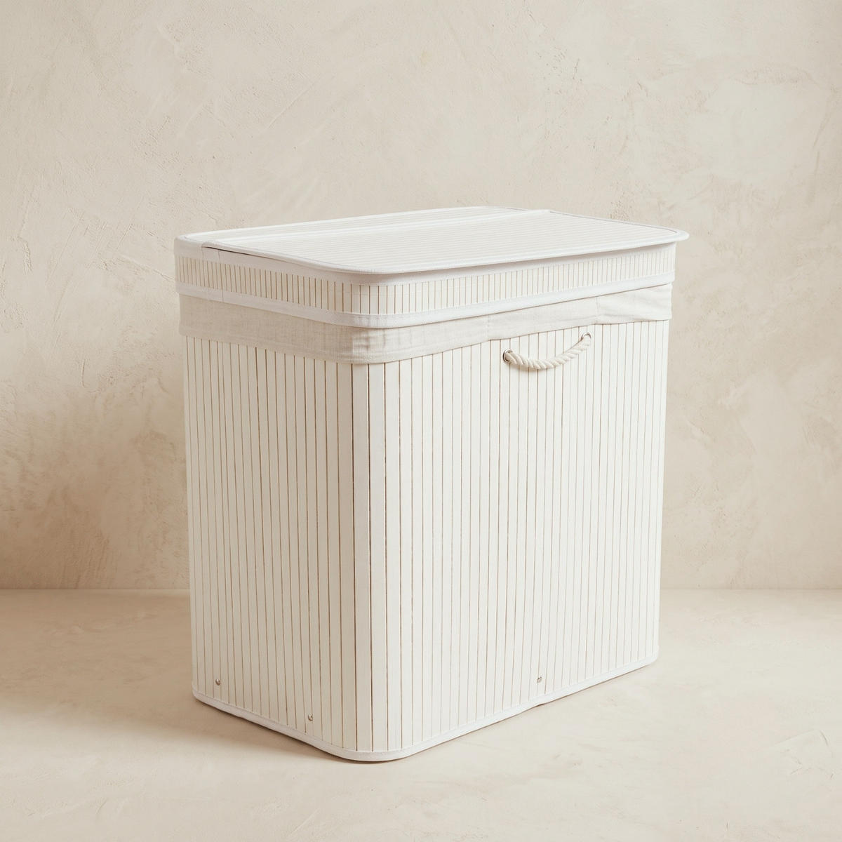 WÄSCHEKORB aus Bambus 63/43/60 cm - Weiß, Naturmaterialien (43/60/63cm) - NUXIO