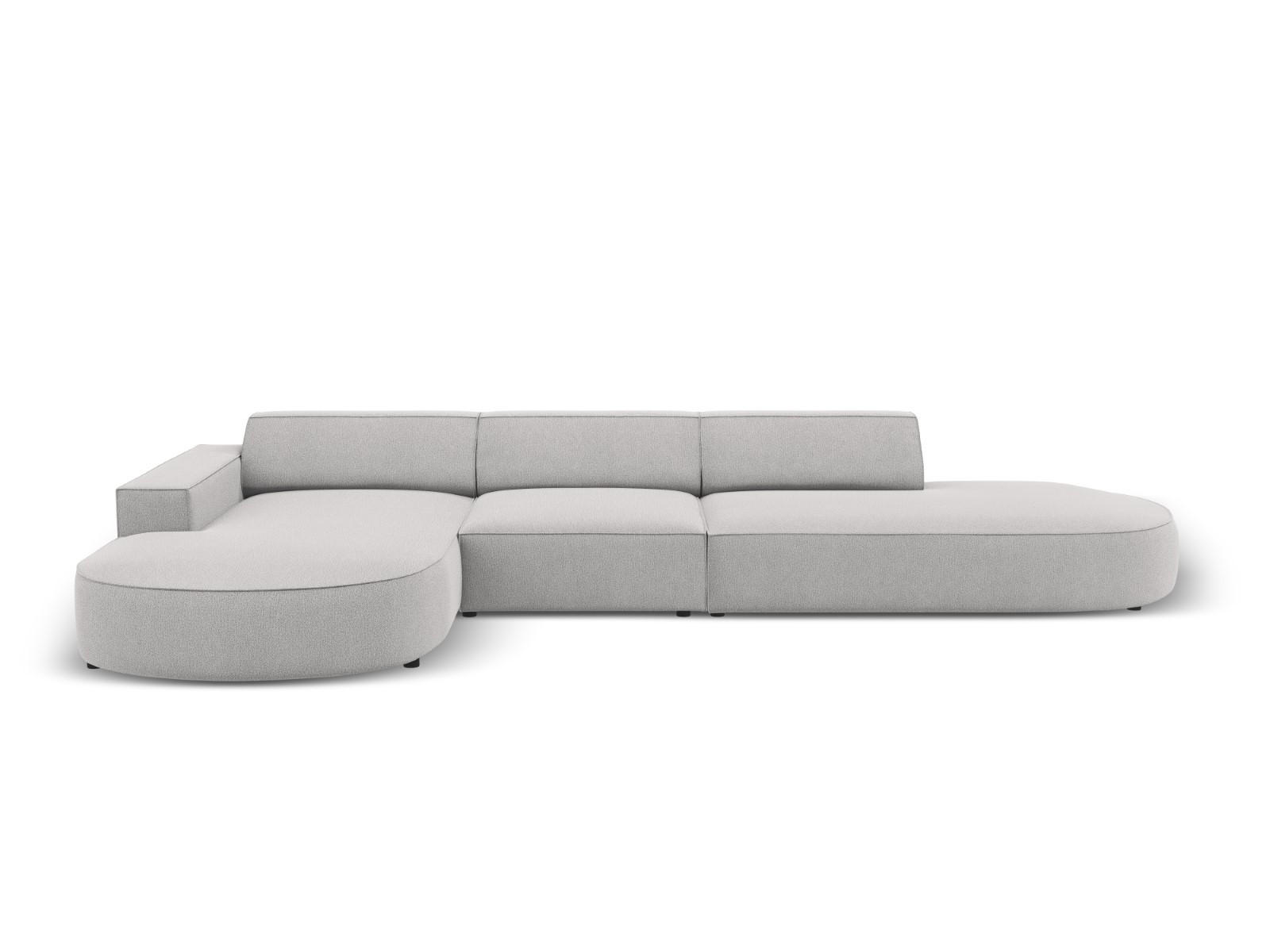 ECKSOFA links Jodie aus strukturiertem Stoff hellgrau 4 Sitzplätze - Hellgrau, Textil (166/342cm) - Micadoni