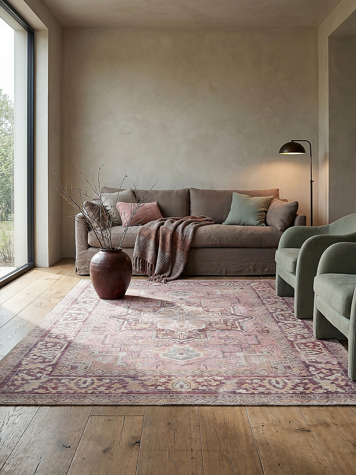 TEPPICH maschinenwaschbar Vintage-Design, recycelt HALD, Rosa 120x170 cm - Rosa, Textil (170/120cm) - KADIMA DESIGN