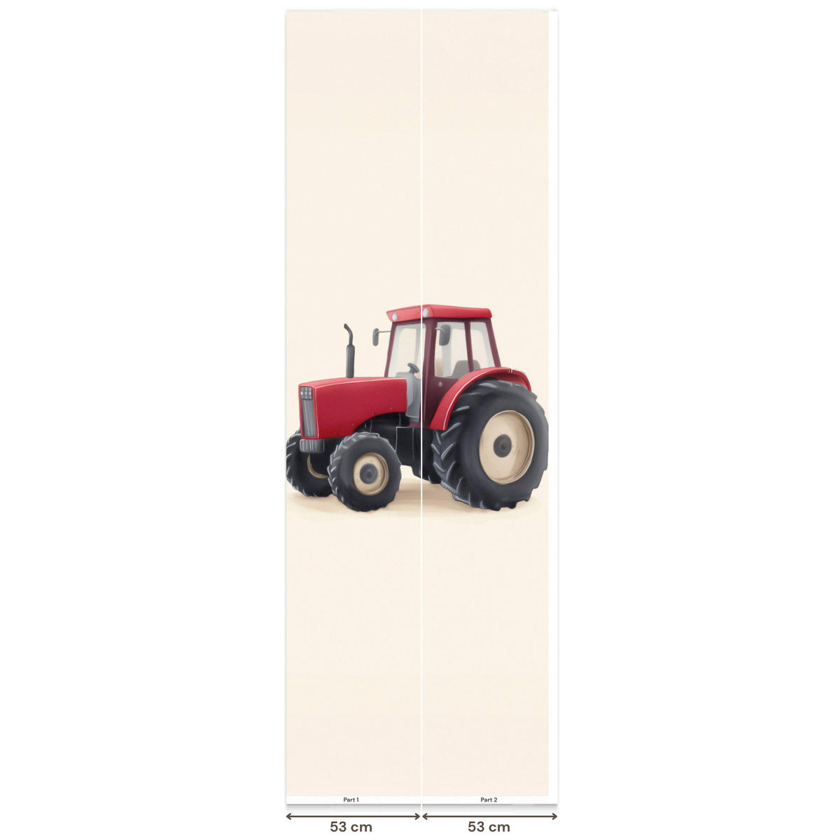 KINDERTAPETE - Traktor - Minimalistisch - Illustration - Rot - 100x300 cm - Rot, Papier (100/300cm) - OnlyWow
