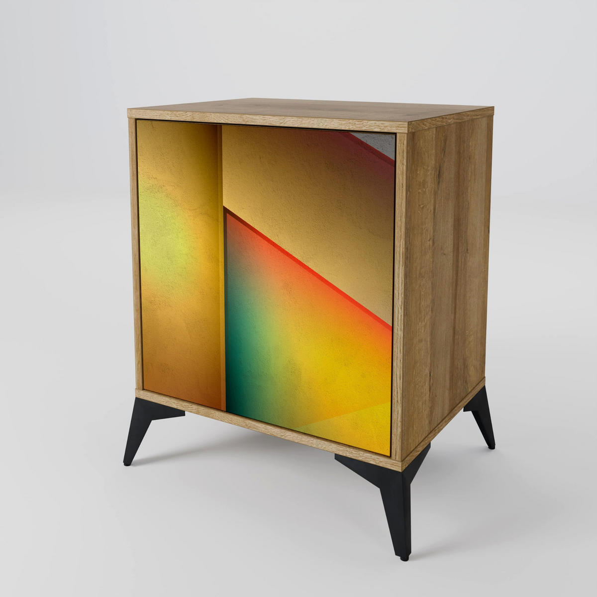SIDEBOARD PIERCING SHARPNESS, Eichefarben, 57,5x42x57,5 cm, Ohne Füße - Eichefarben/Multicolor, Holzwerkstoff (57.5/57.5/42cm) - SpaceRebels