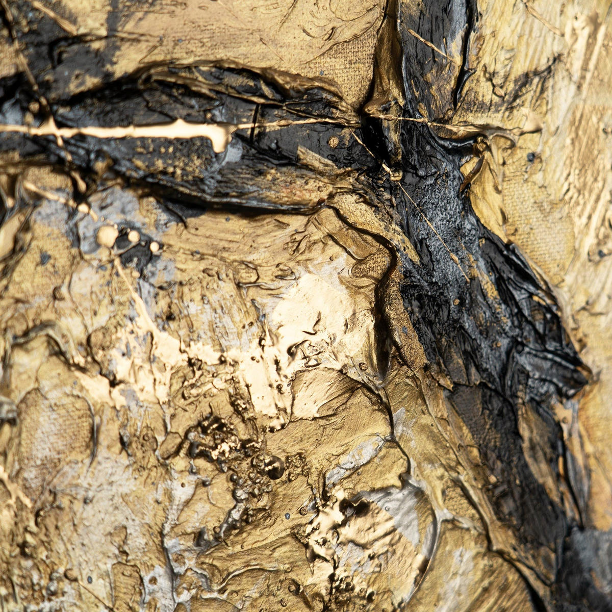 GEMÄLDE Baum des Reichtums und des Wohlstands Schattenfugenrahmen Schwarz-Gold 60x40 cm - Schwarz Hochglanz, Holz (60/40cm) - YS-art gallery