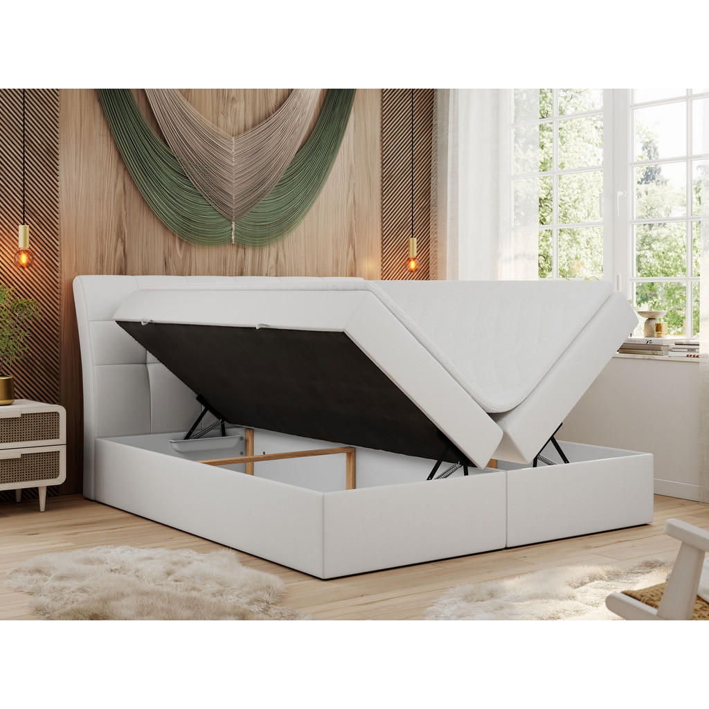Thumbnail - MKS Boxbett, Weiß, Textil, 2-Sitzer, H4, Rechteckig, 180x200 cm, Schlafzimmer, Betten, Boxspringbetten