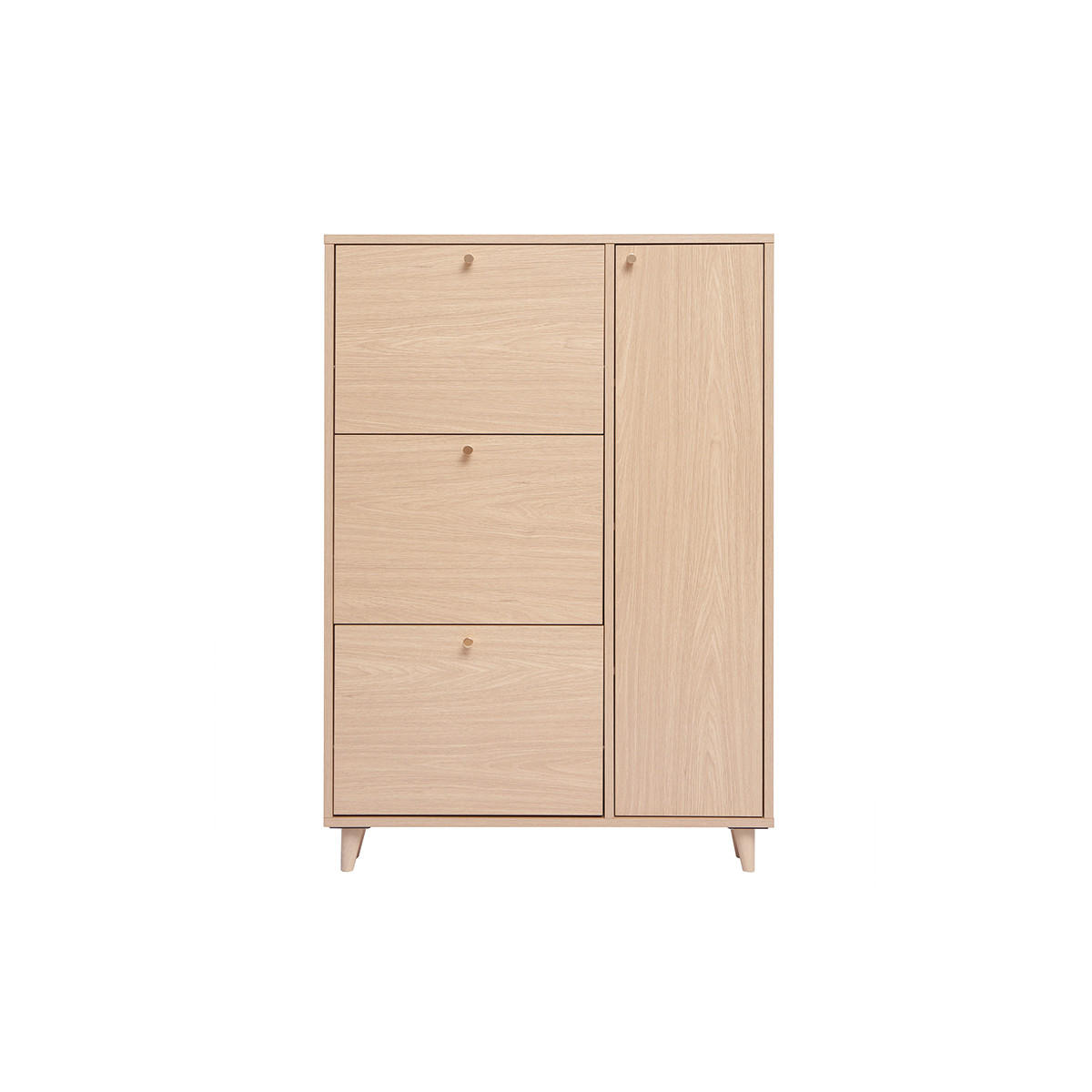 SCHUHSCHRANK Helles Holzdekor Eiche Goldenes Metall B90 cm SILVESTRE - Eiche Bianco, Holz (17/129.1/90cm) - Miliboo