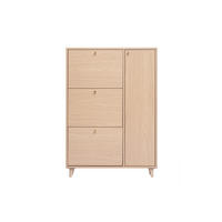 SCHUHSCHRANK Helles Holzdekor Eiche Goldenes Metall B90 cm SILVESTRE - Eiche Bianco, Holz (17/129.1/90cm) - Miliboo