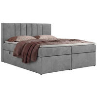 BOXBETT INERO 200/200 - Hellgrau Velvet - Topper T25 - H4 - Hellgrau/Schwarz, Kunststoff/Textil (200/200cm) - MKS