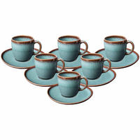 KAFFEETASSEN MIT UNTERTASSEN Lave Glacé 190 ml 6er Set - Türkis, Keramik (15.2/9.9/15.3cm) - like.Villeroy & Boch