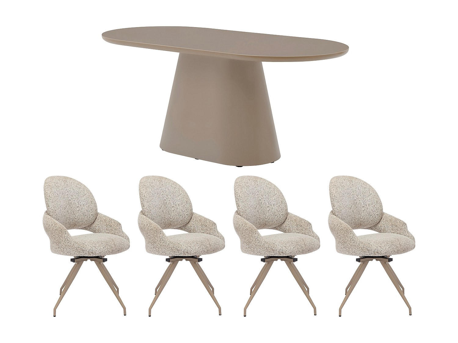 ESSGRUPPE - 6 Personen - Holz, Platte - Taupe - VALIANA - Taupe, Holz (180/76/90cm) - Vente-Unique