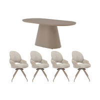 ESSGRUPPE - 6 Personen - Holz, Platte - Taupe - VALIANA - Taupe, Holz (180/76/90cm) - Vente-Unique
