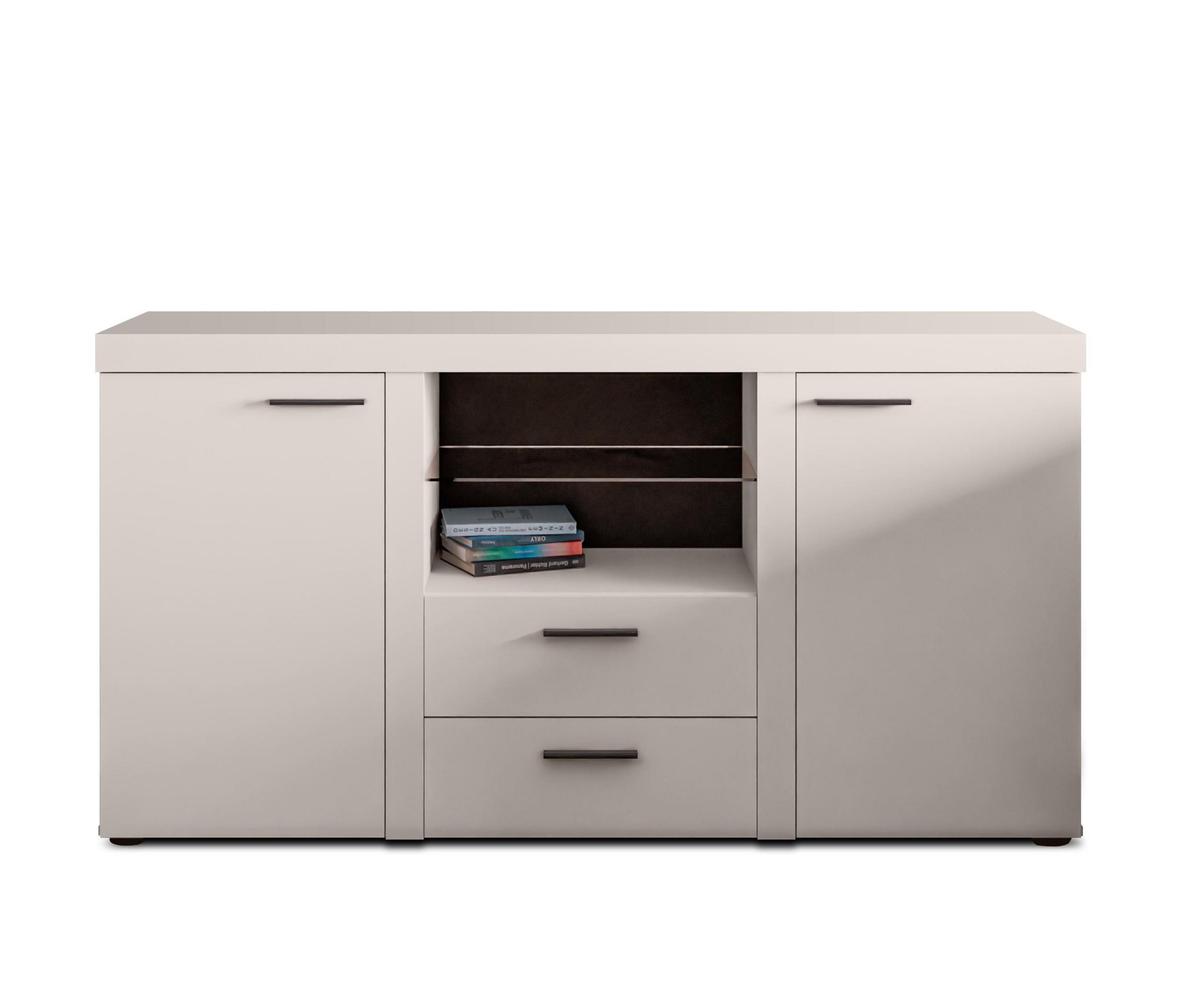 SIDEBOARD Spacoro 2F2S Beige Matt 156,4/82/40,3 cm – Schubladenschrank Kommode Modern - Beige, Holzwerkstoff/Kunststoff (156/82/40cm) - AX Living