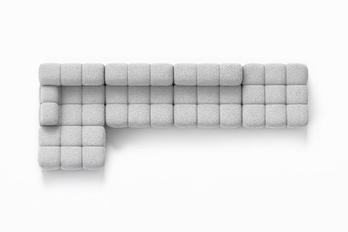 ECKSOFA L-Form XL, Stoff Bouclé Abriamo, Hellgrau, Links, Selia L XL - Hellgrau, Holz (380/160cm) - Kaiser Möbel
