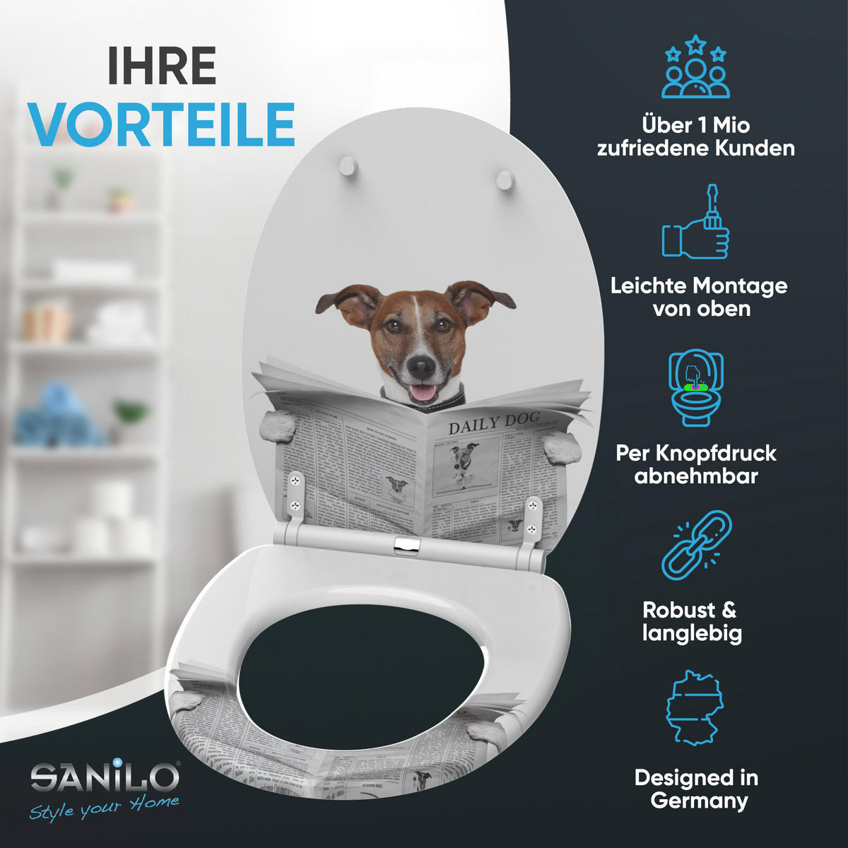 WC-SITZ mit Absenkautomatik & Top Fix Newspaper - Braun, Holzwerkstoff (37.7/5.5/48cm) - Sanilo