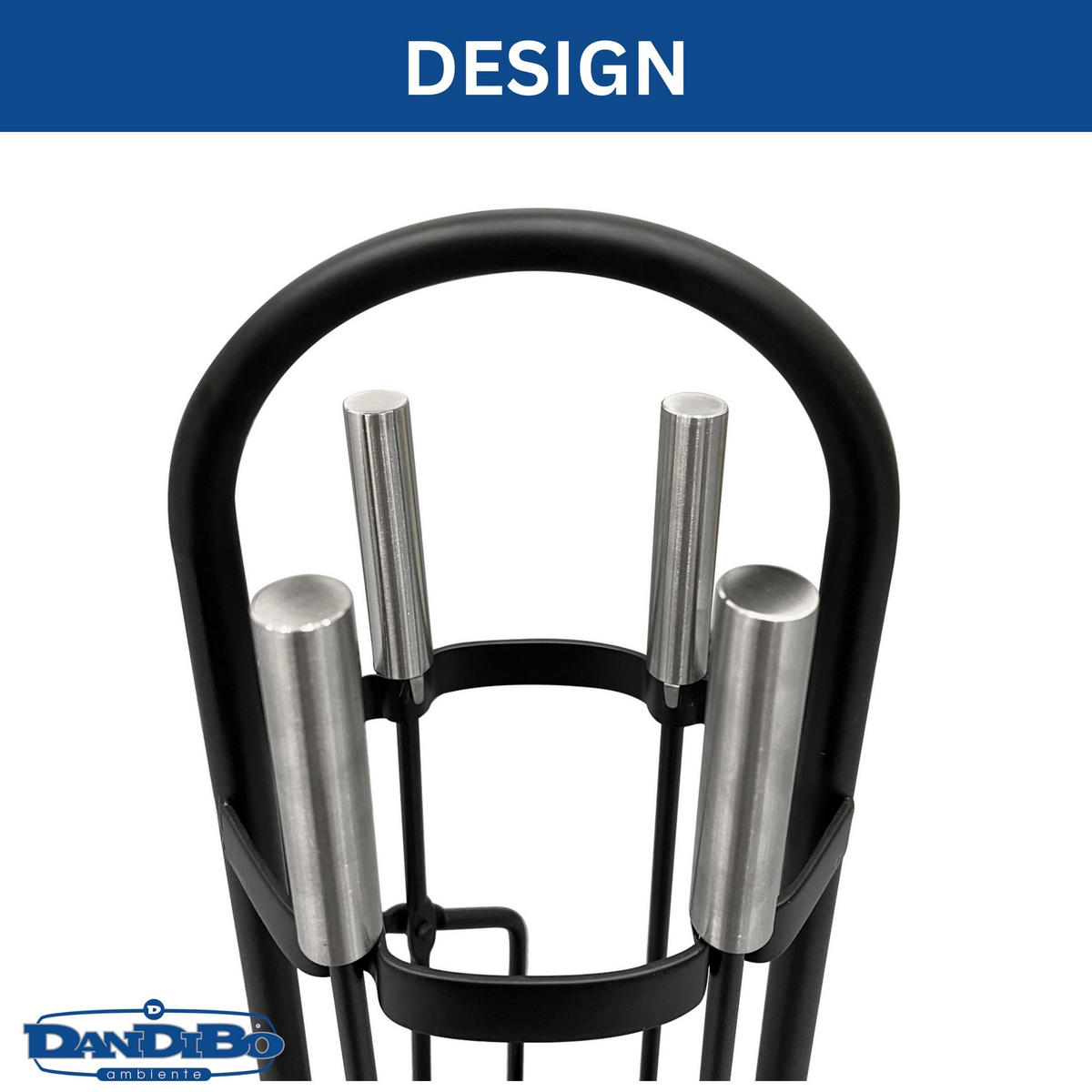 KAMINBESTECK Modern Schwarz 5 Teilig Set - Schwarz, Metall (20/68/20cm) - DanDiBo