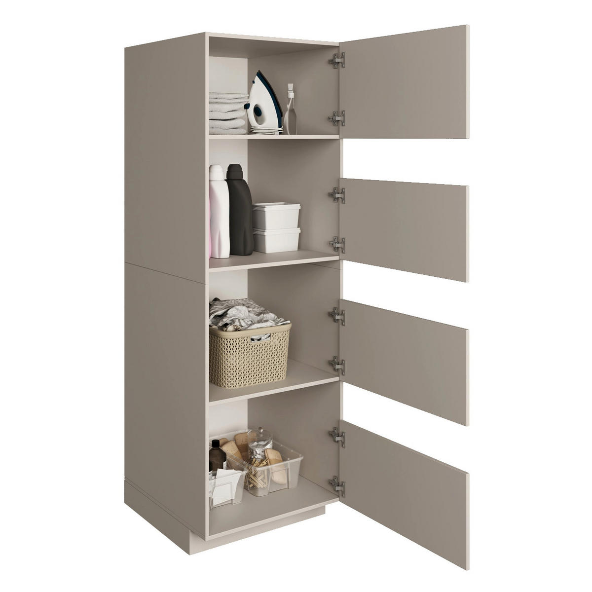BADEZIMMER-HOCHSCHRANK Holv Kaschmirgrau 68 cm - Taupe, Holzwerkstoff/Metall (67.5/200/66cm) - Selsey