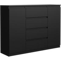 KOMMODE mit 4 Schubladen 2 Schranktüren 120 cm Schwarz - Schwarz, Holzwerkstoff (120.4/101.5/39cm) - MebLocker