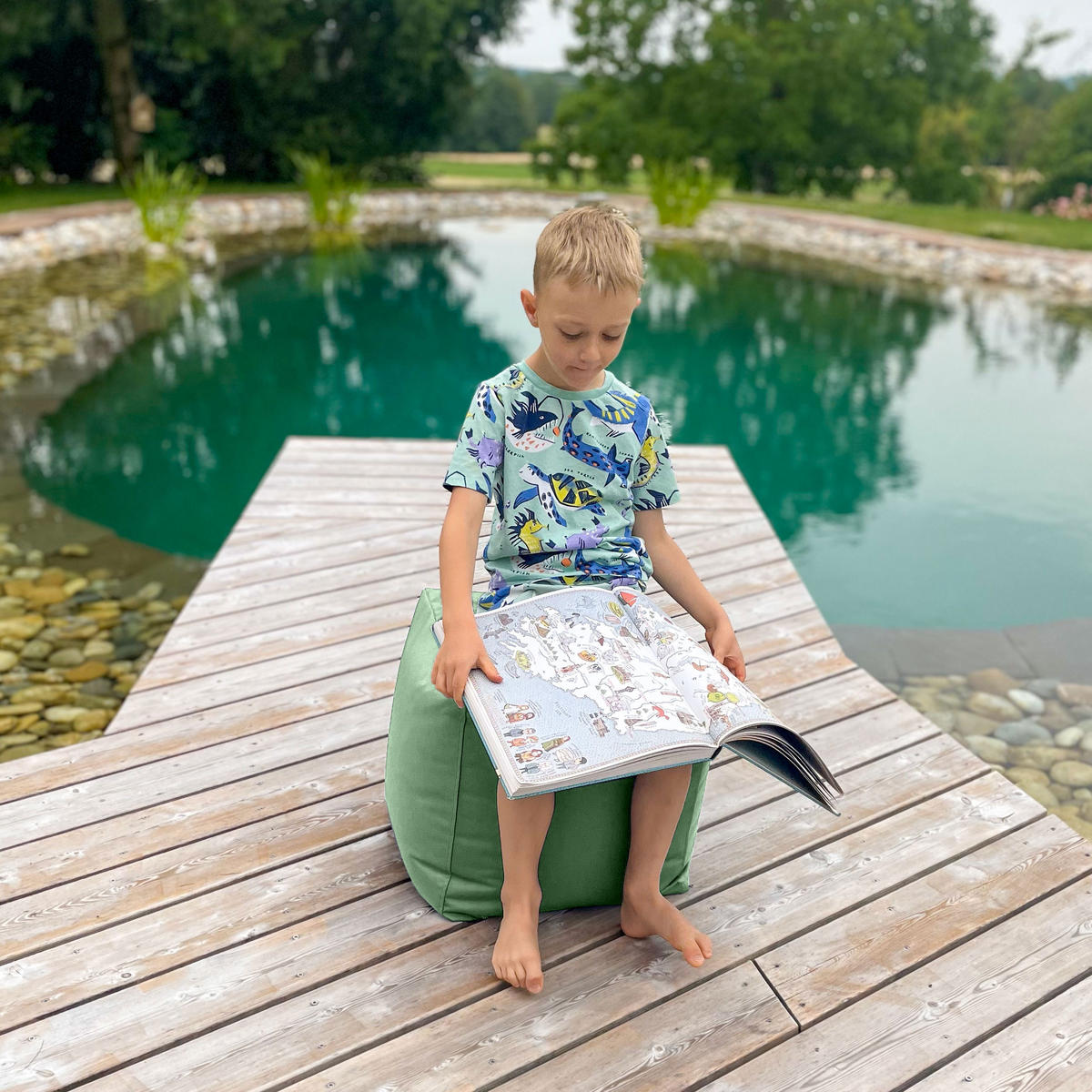 SITZWÜRFEL Outdoor Cubo minzgrün - Mintgrün, Textil (40/40/40cm) - Bruni