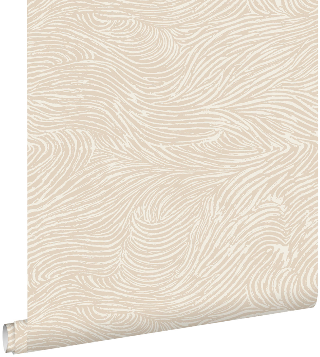 TAPETE 3d Wellenförmige Linien 53 cm x 10.05 m - Beige, Papier (53/1000cm) - ESTAhome