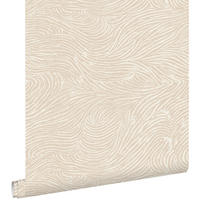 TAPETE 3d Wellenförmige Linien 53 cm x 10.05 m - Beige, Papier (53/1000cm) - ESTAhome