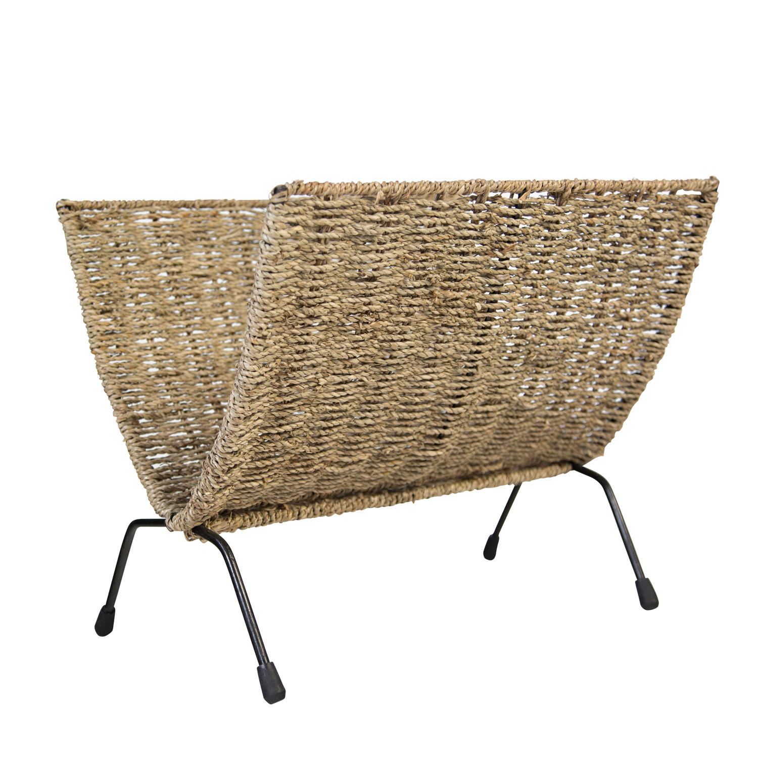 ZEITUNGSSTÄNDER Seegras, Metall schwarz - Braun, Naturmaterialien (37/33/22cm) - Homestyle4u