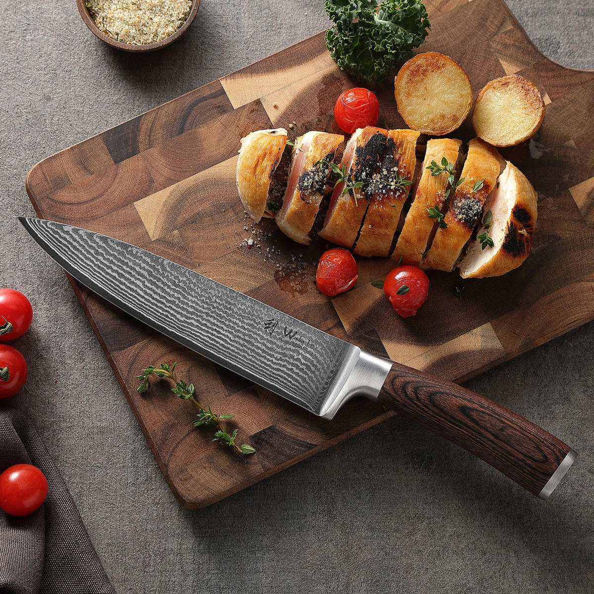 DAMASTMESSER Set I EDIB - Braun, Holz/Metall - Wakoli