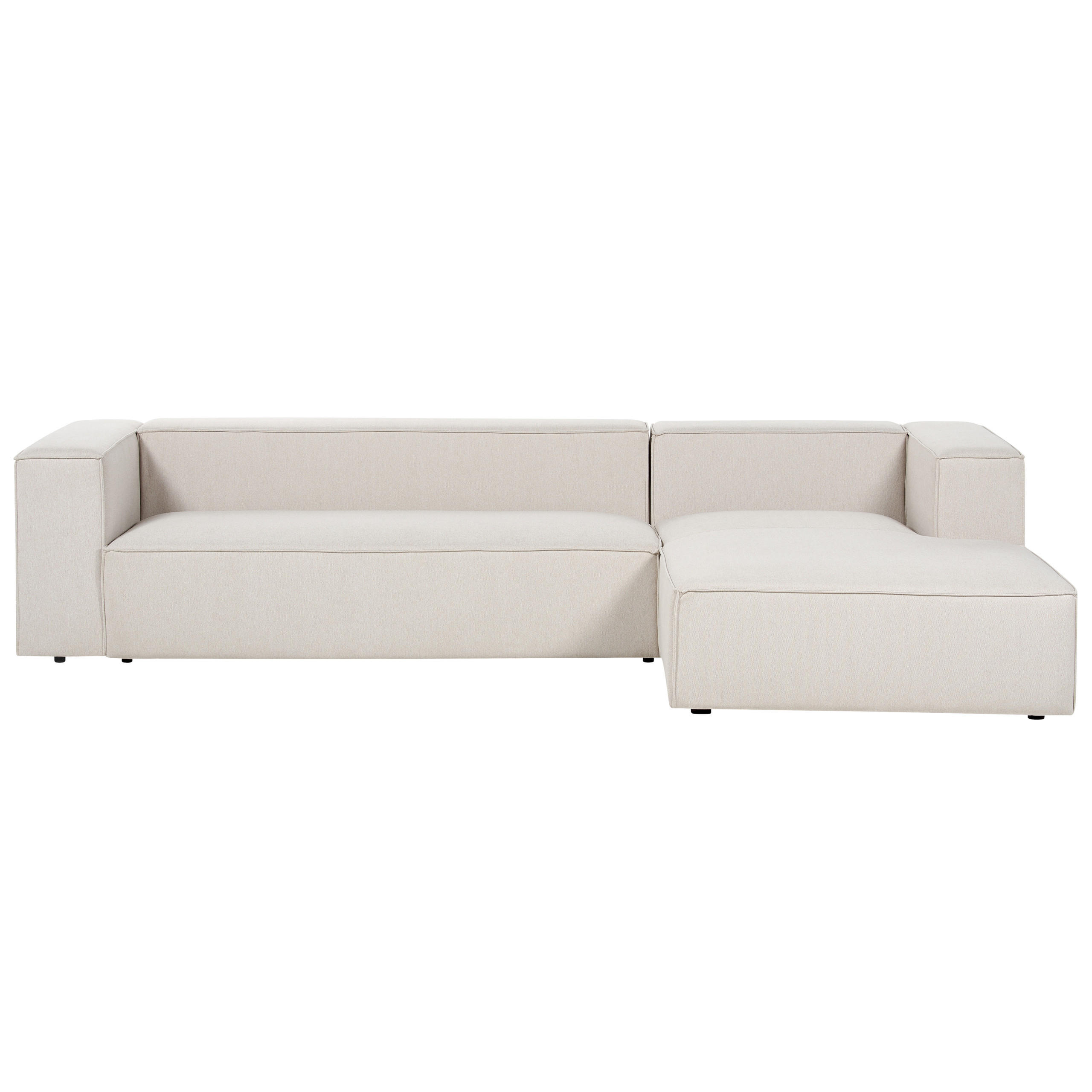 3-SITZER-ECKSOFA hellbeige rechtsseitig Vernon - Beige, Textil (330/178cm) - Beliani