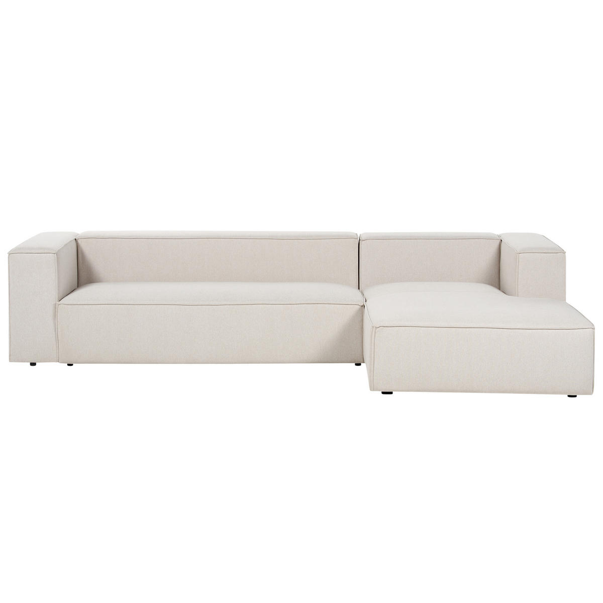 3-SITZER-ECKSOFA hellbeige rechtsseitig Vernon - Beige, Textil (330/178cm) - Beliani