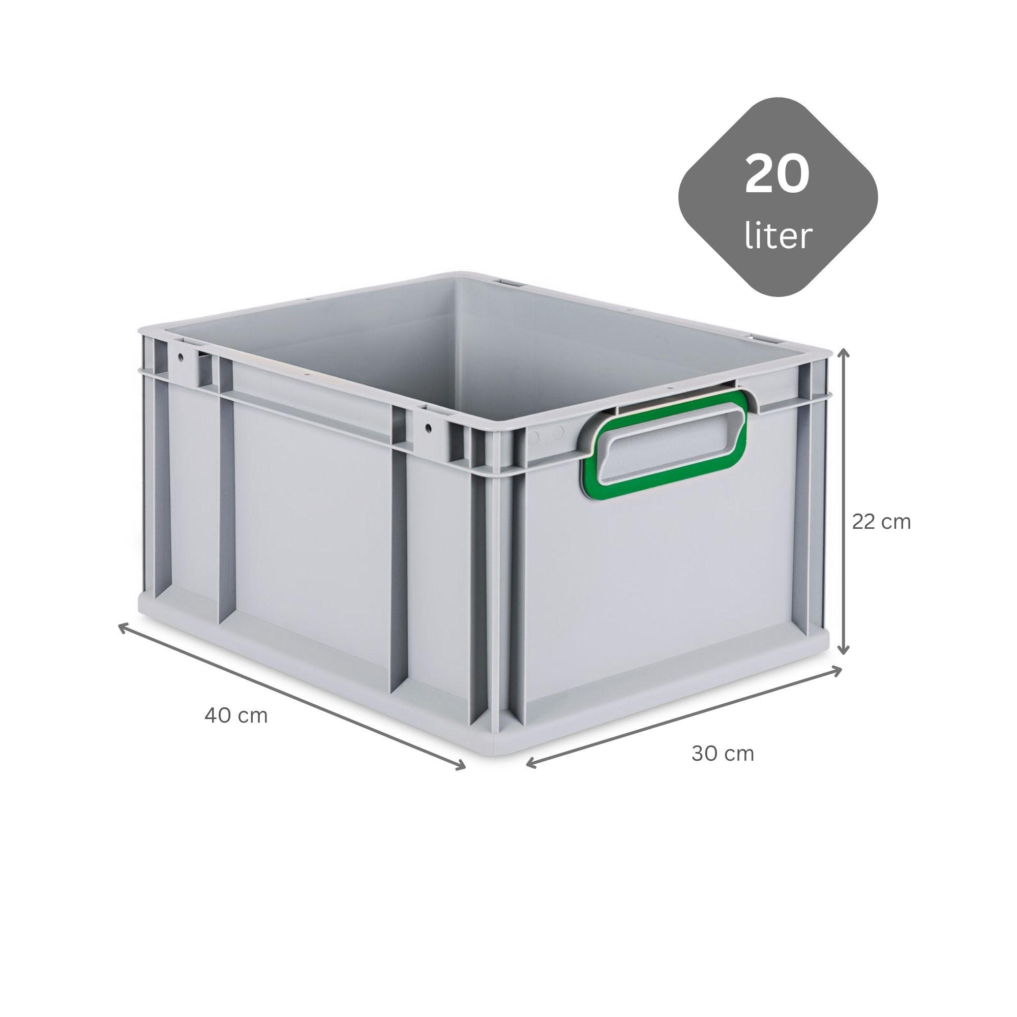 EUROBOX 5x Nextgen Color 22x30x40cm 20 Liter Griffe Grün Geschlossen - Grün, Kunststoff (30/22/40cm) - PROREGAL