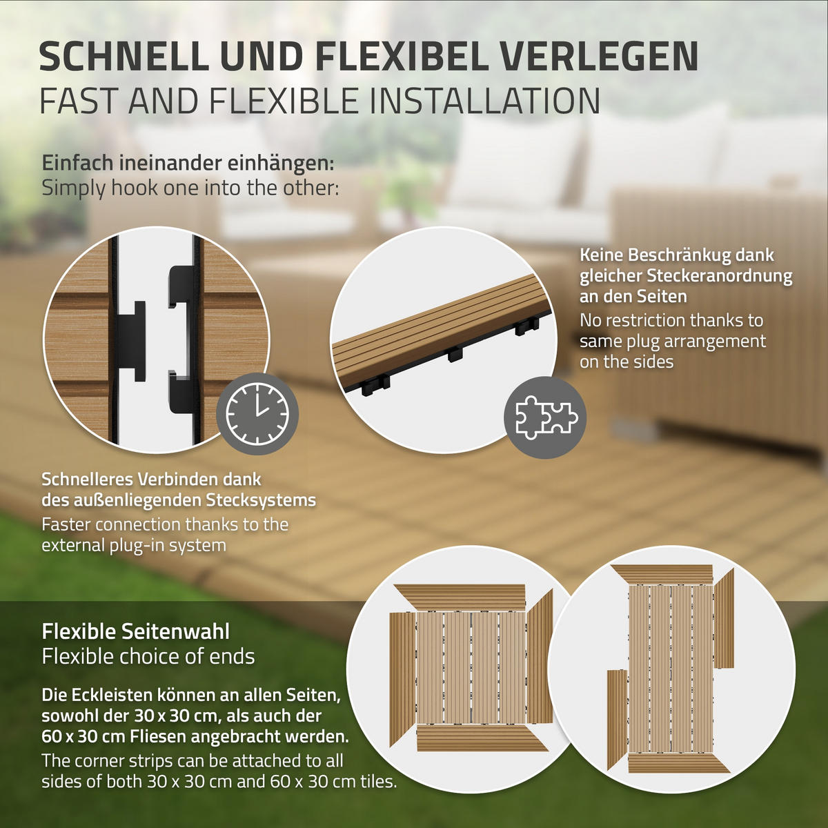 ZÁVĚROVÁ LIŠTA WPC pravý roh teak - barva starého dubu, kompozitní dřevo (38/2/7.5cm) - ML-DESIGN
