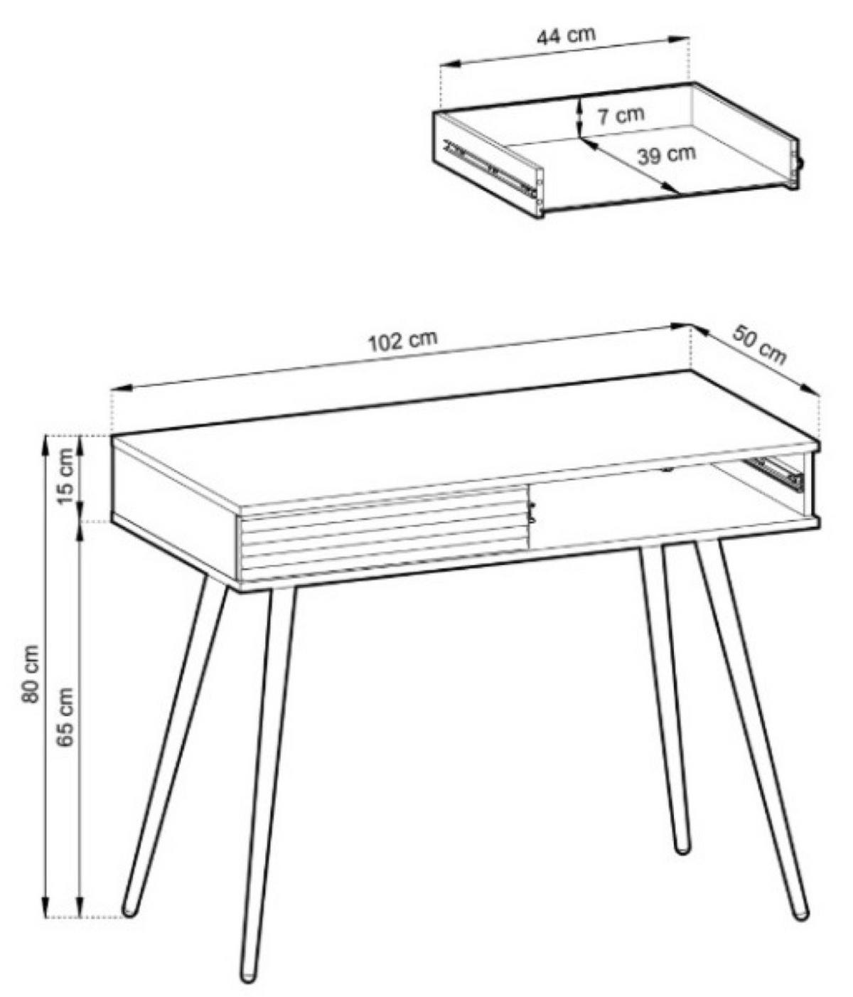 KONSOLENTISCH Schwarz POLO Gerillt Hohe Goldene Beine - Hellbraun/Schwarz, Holzwerkstoff (50/102/80cm) - Sepro Meble