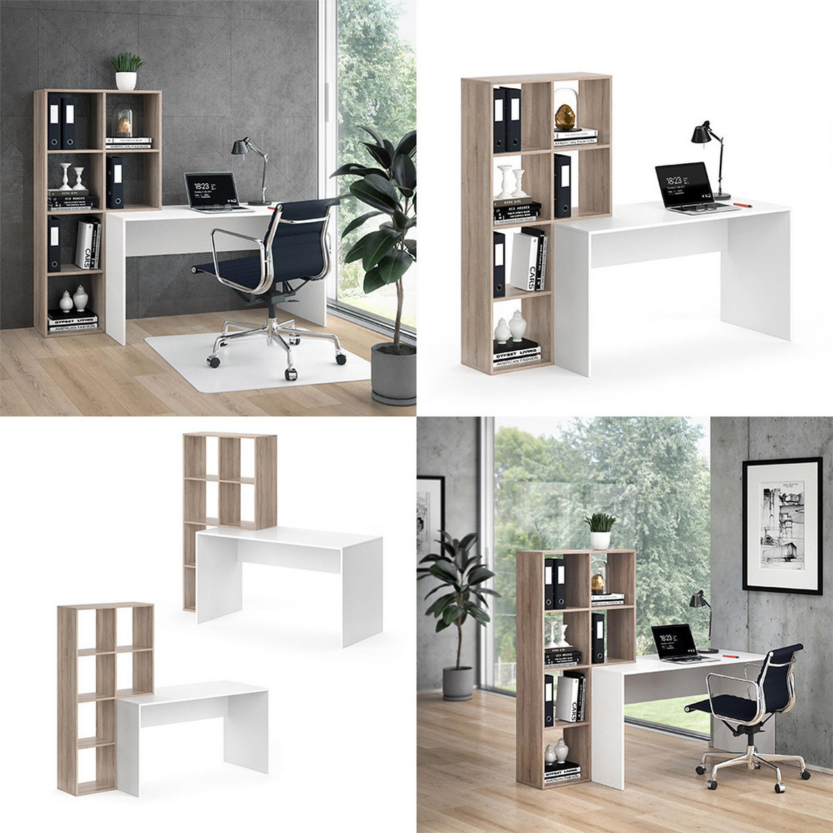 SCHREIBTISCH Mara Weiß/Sonoma 166.8 x 59 cm - Weiß/Sonoma Eiche, Holzwerkstoff (59/166.8/143cm) - Vicco