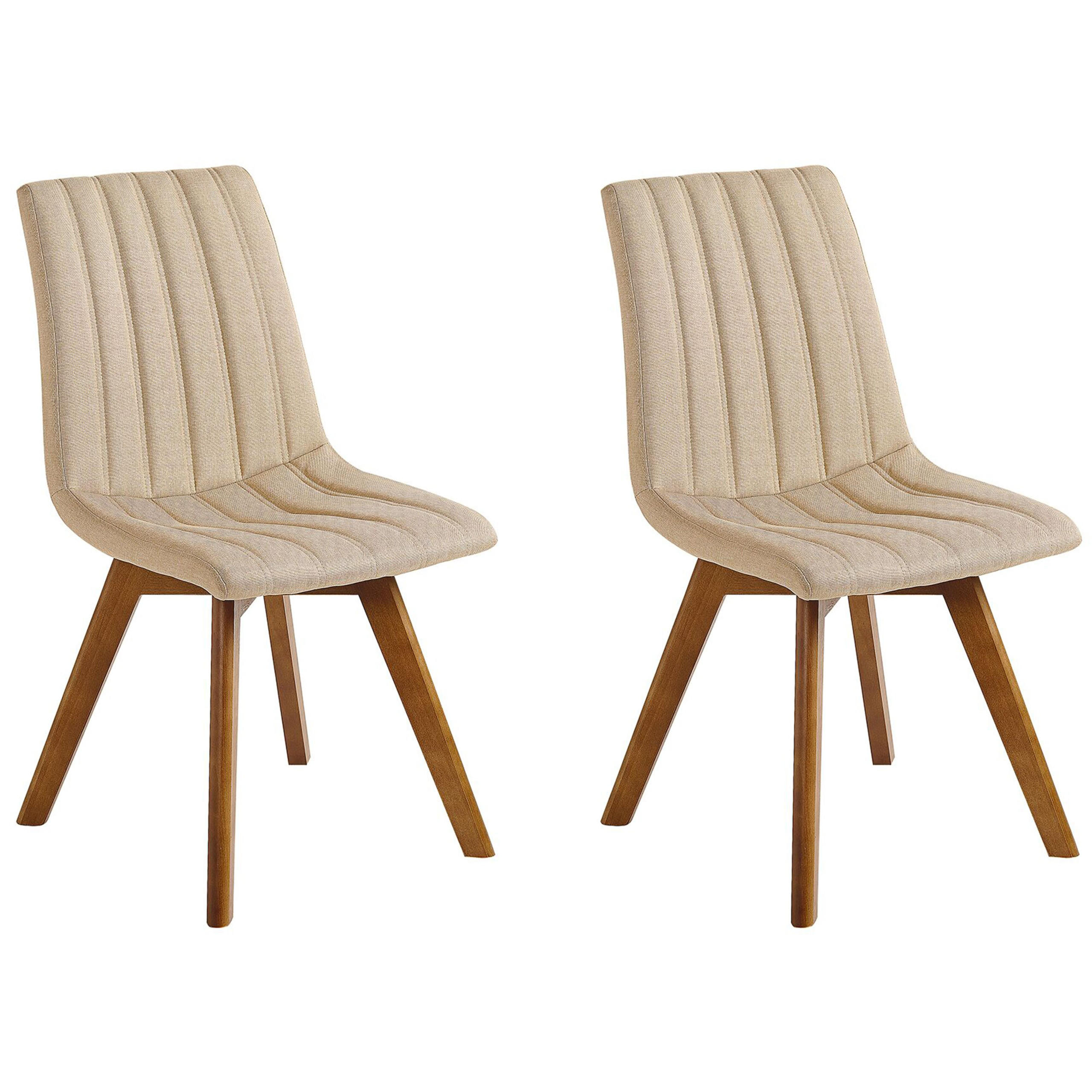 ÉTKEZŐSZÉK 2 darabos Szett Kárpit Bézs Calgary - bézs, textil/fa (48/86/56cm) - Beliani