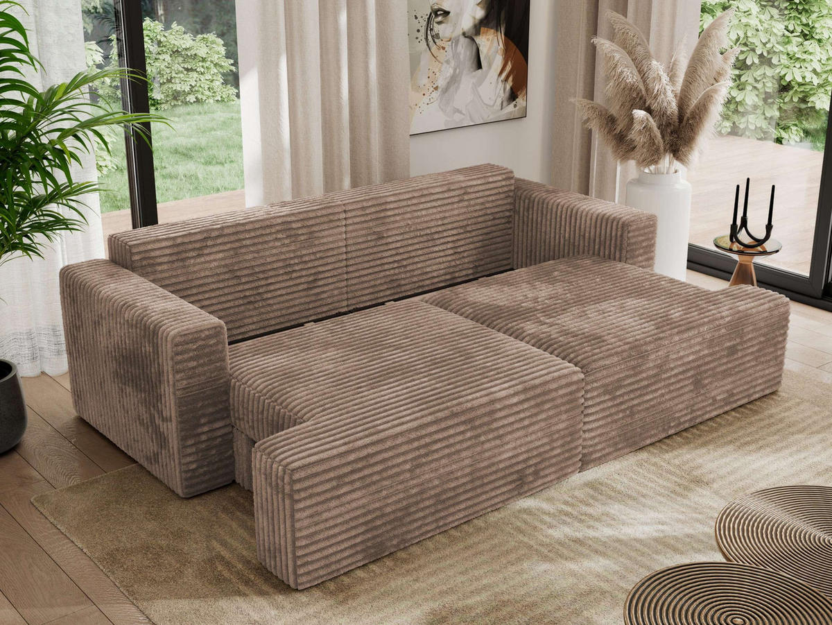 4-SITZER SOFA VIRELLA Braun Cord - Schwarz/Braun, Textil (240/88/115cm) - MKS