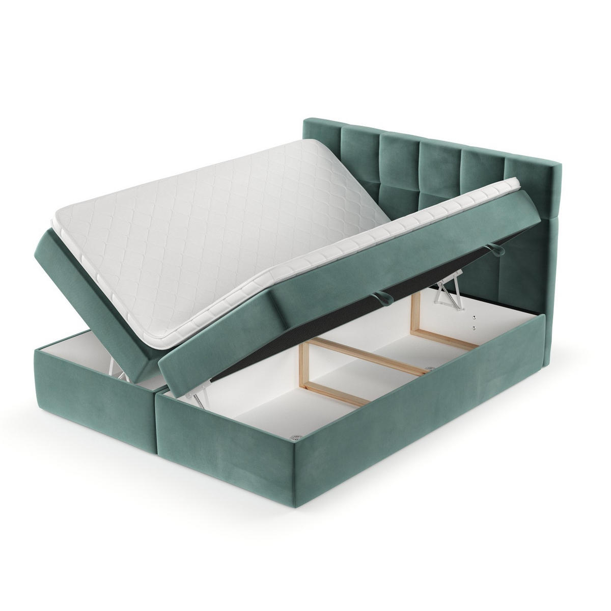 POSTEL BOXSPRING VARENO 180/200 Tyrkysová - černá/tyrkysová, kov/dřevo (180/200cm) - AltaBeds