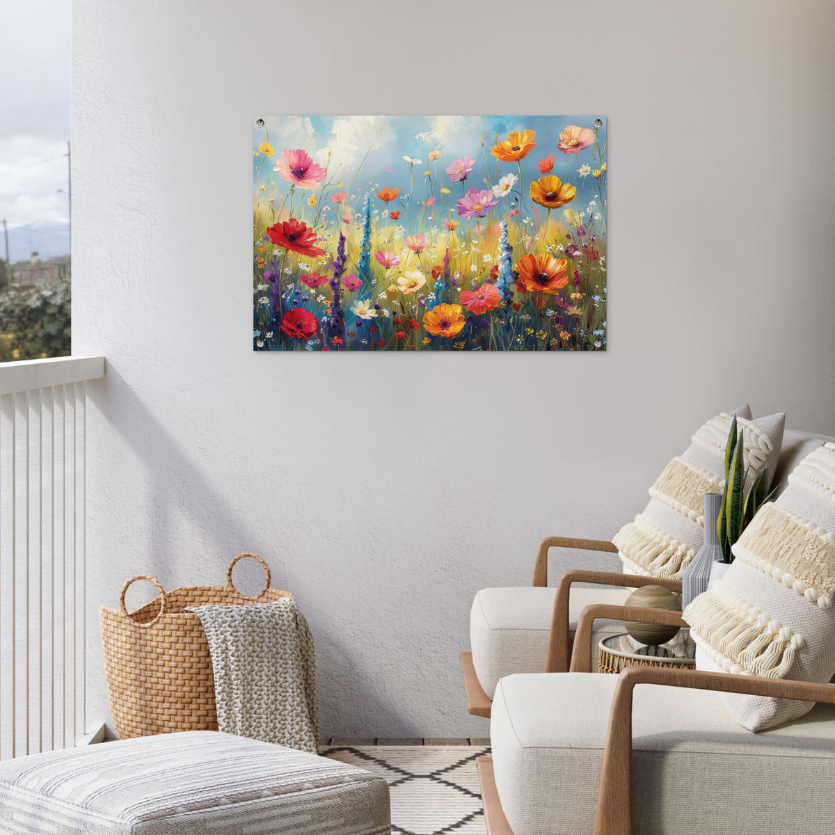 ZAHRADNÍ PLAKÁT Květiny - Příroda - Botanické - Umění 90x60 cm - světle modrá, plast (90/60/0.2cm) - OnlyWow