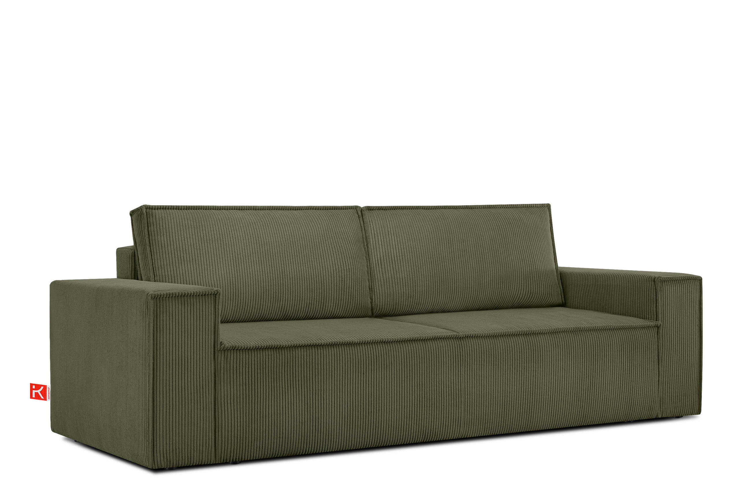 3-SITZER-SCHLAFSOFA NAPI in Pet Friendly Cord-Stoff, Olivgrün - Schwarz/Olivgrün, Textil (244/89/101cm) - KONSIMO®