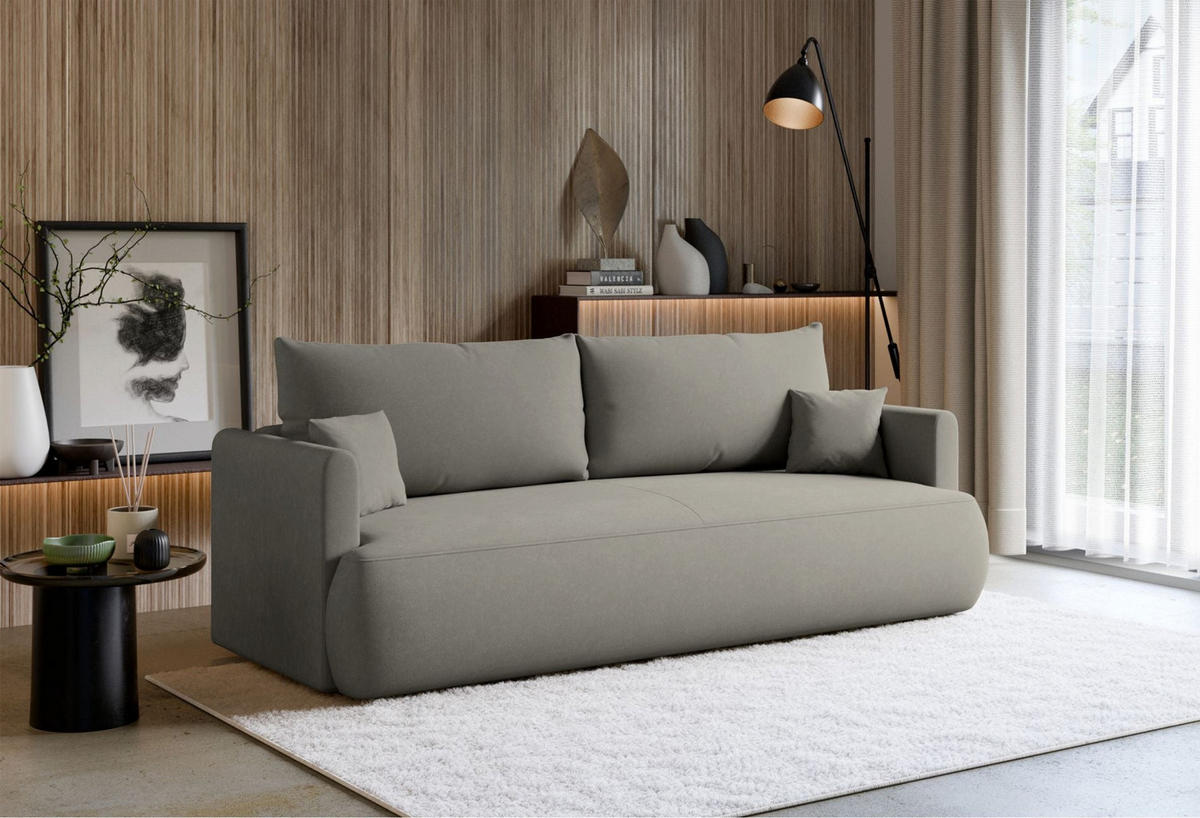 3-SITZER SOFA Ovo Mini Hellgrau Chenille Easy-Clean - Hellgrau/Schwarz, Kunststoff/Textil (226/90/97cm) - Selsey
