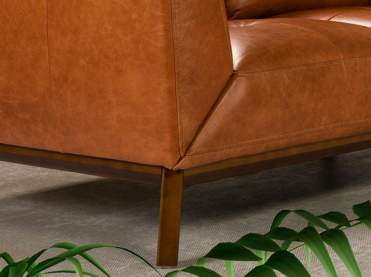 SOFA 3-Sitzer-Sofa aus braunem Leder 216/96/86 cm - Walnussfarben/Braun, Leder (216/86/96cm) - ANGEL CERDA