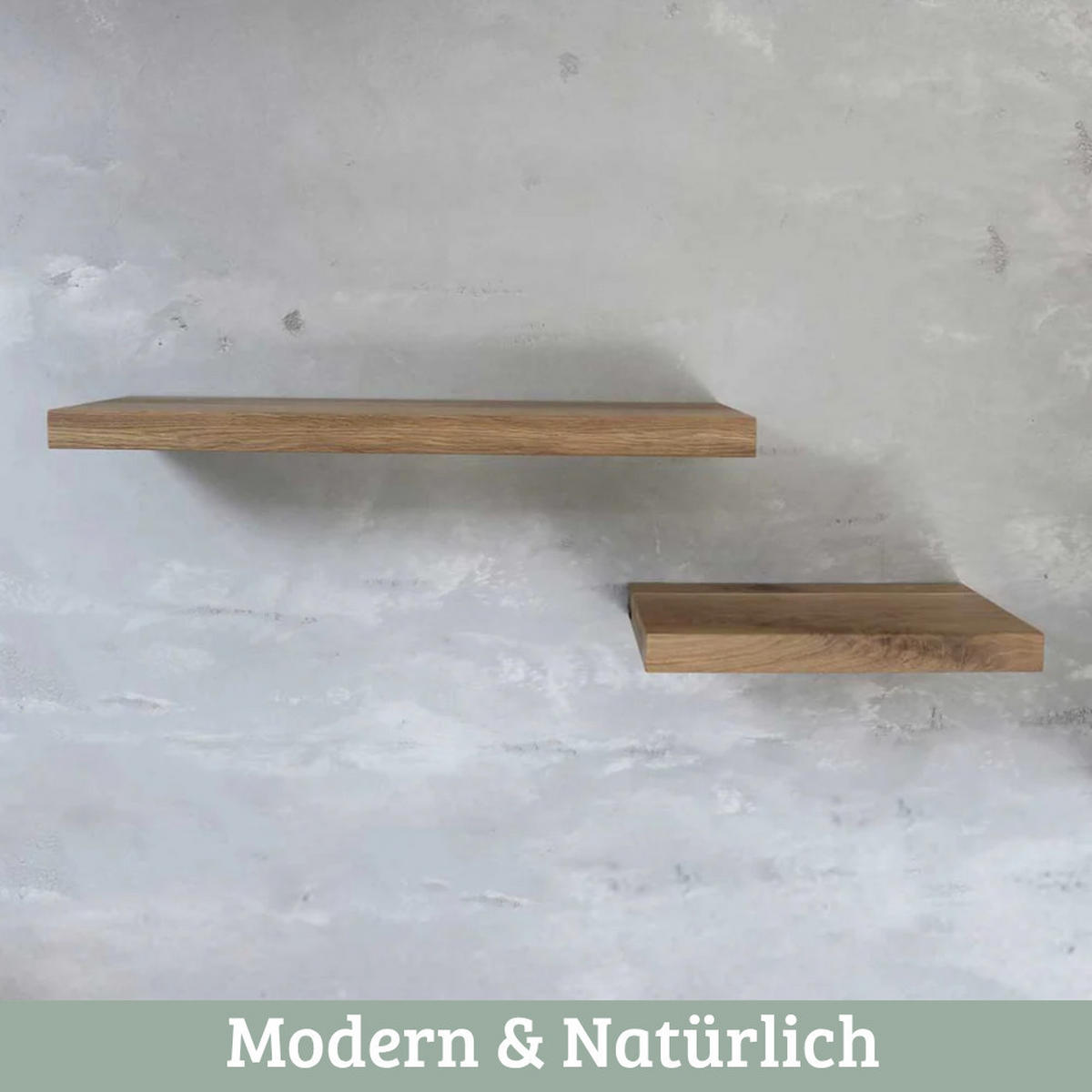 WANDREGAL 2er-Set Holz HYDI Eichenholz Massiv - Braun, Holz (70/4/22cm) - DELUKE